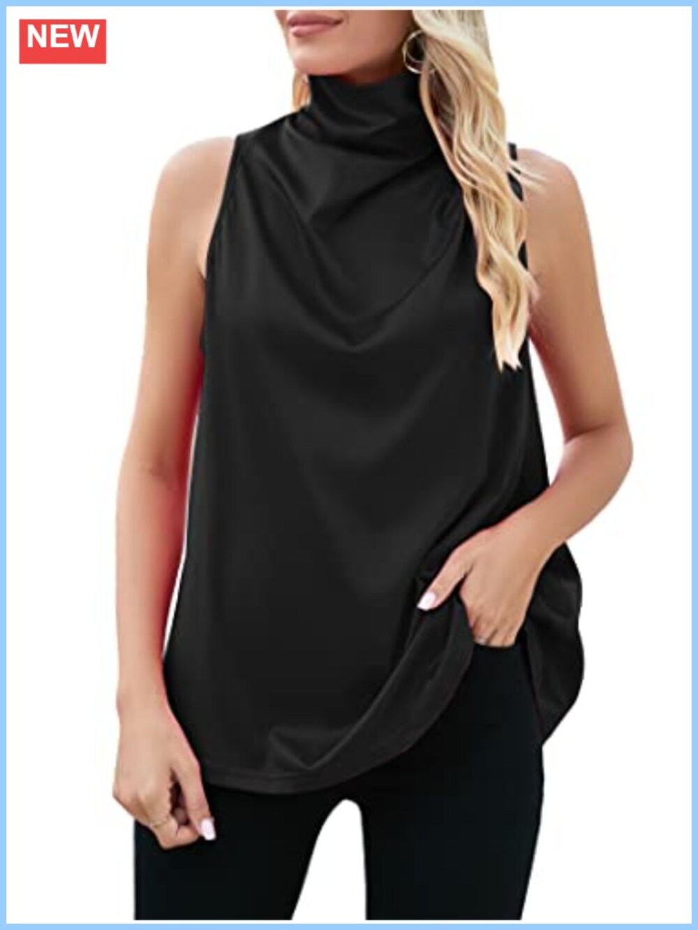 Satin Silky Cowl Neck Ruched Tank Top Sleeveless Camisole